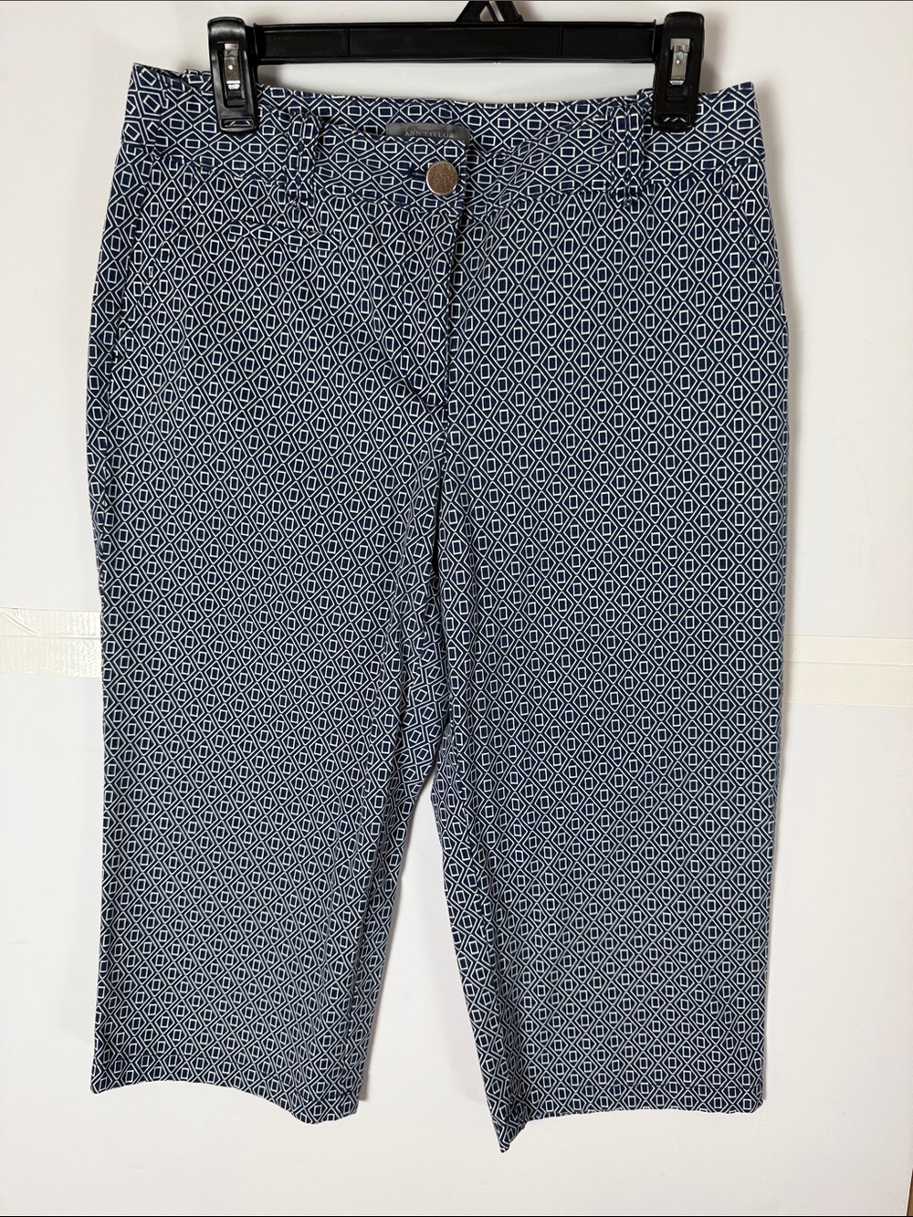 Ann Taylor Navy & White Geometric Capris